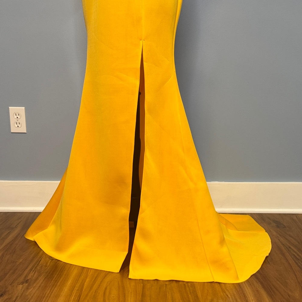 Vibrant Yellow One Shoulder Ruffle Dress Size Large - Picture 9 of 16